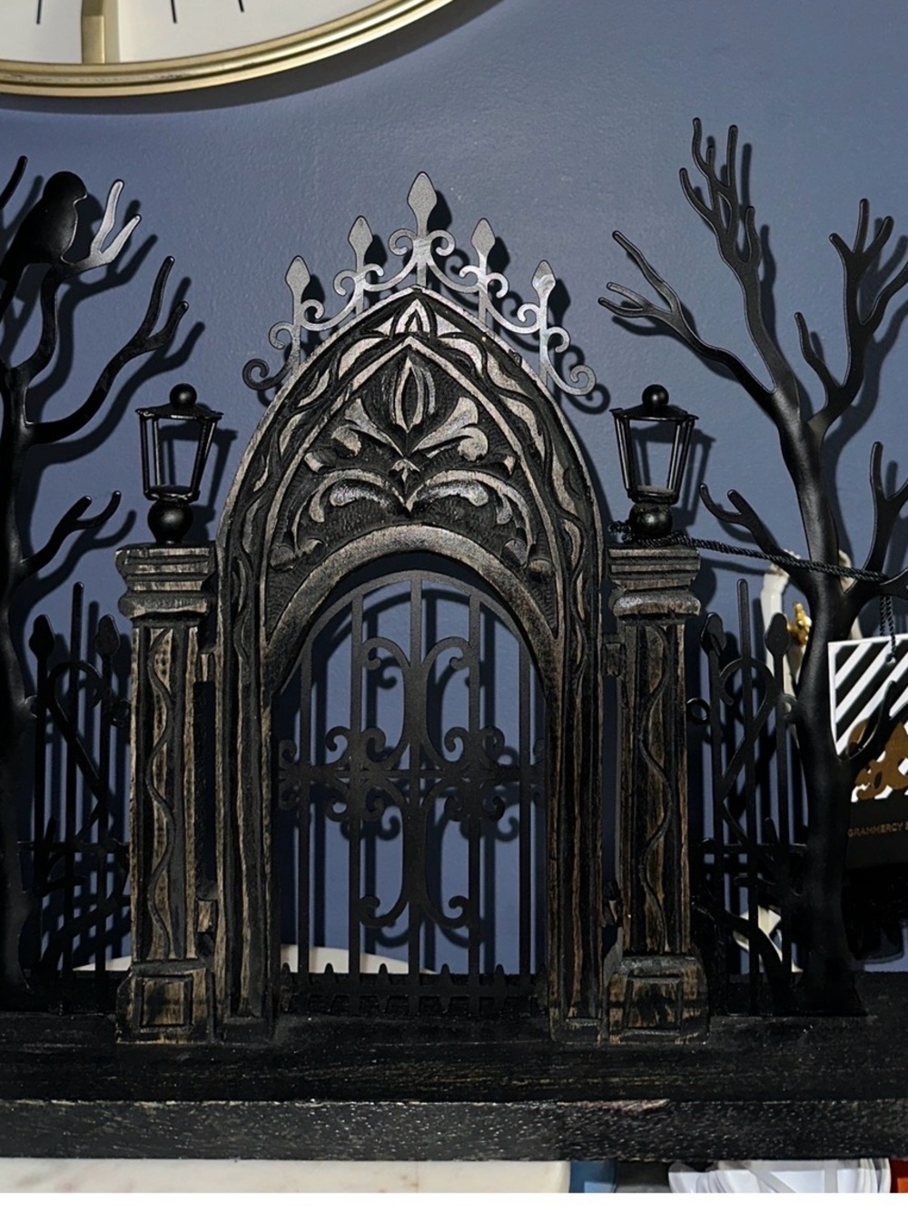 Black Ornate Gothic Gate Halloween Decor -